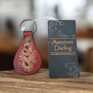 American Darling Black and Red Leather Keychain
